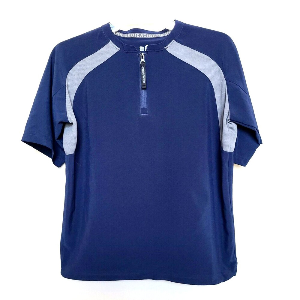 DeMarini Boys quarter zip Warm Up Jacket Medium Navy Blue Short Sleeve Baseball